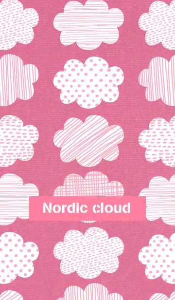 [LINE着せ替え] ピンク色の北欧風の手書き雲の画像1