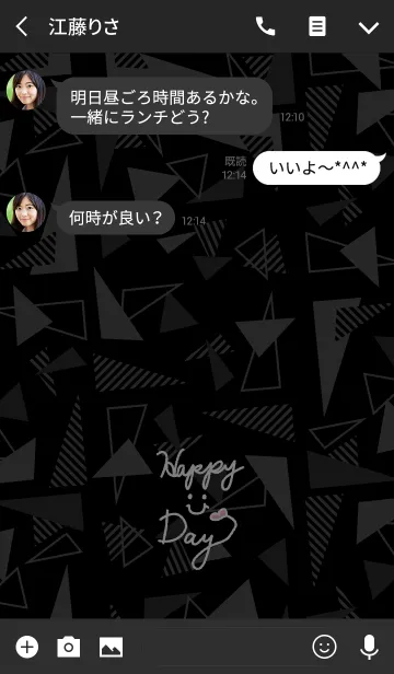 [LINE着せ替え] モノクロ三角-スマイル19-の画像3