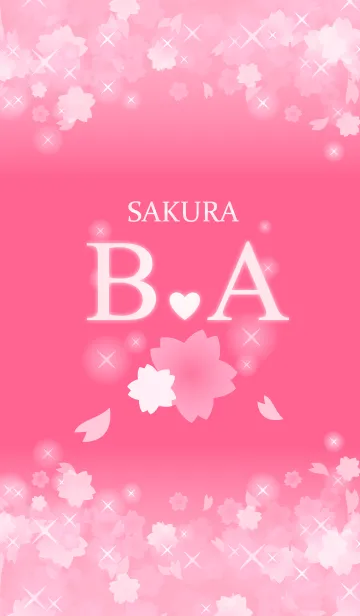 [LINE着せ替え] B＆A イニシャル 運気UP！かわいい桜デザインの画像1