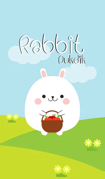 [LINE着せ替え] Cute White Rabbit Duk Dik Theme (jp)の画像1