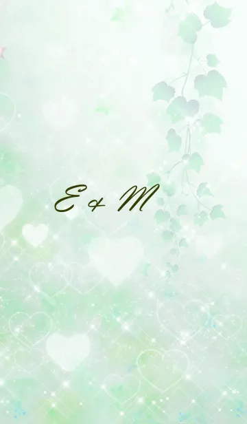 [LINE着せ替え] E ＆ M ♥LOVE♥恋愛運上昇♥緑の画像1