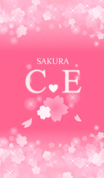 [LINE着せ替え] C＆E イニシャル 運気UP！かわいい桜デザインの画像1