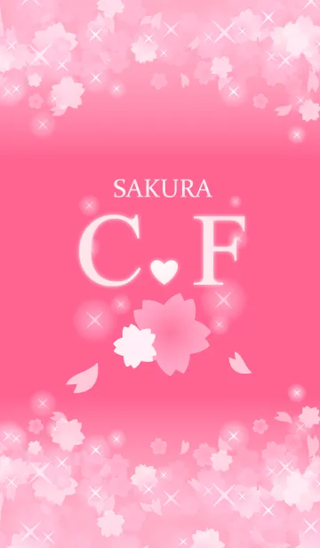 [LINE着せ替え] C＆F イニシャル 運気UP！かわいい桜デザインの画像1