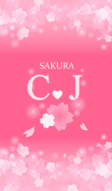 [LINE着せ替え] C＆J イニシャル 運気UP！かわいい桜デザインの画像1