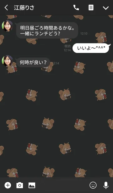 [LINE着せ替え] ブラック＆ホワイト/ 風水 運気UPのシマリスの画像3