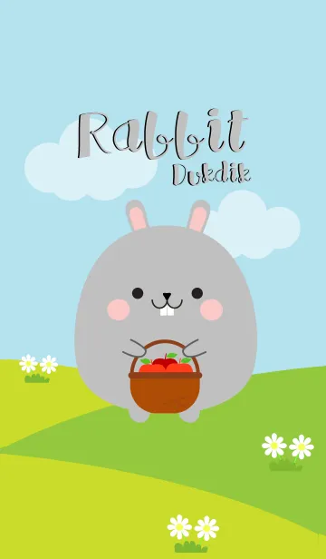 [LINE着せ替え] Cute Gray Rabbit Duk Dik Theme (jp)の画像1