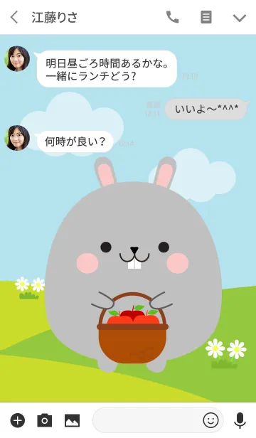 [LINE着せ替え] Cute Gray Rabbit Duk Dik Theme (jp)の画像3