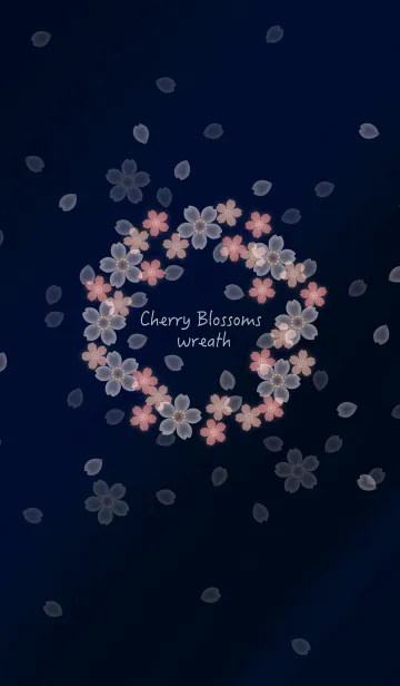 [LINE着せ替え] 大人の桜リース～藍色の画像1