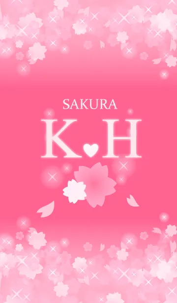 [LINE着せ替え] K＆H イニシャル 運気UP！かわいい桜デザインの画像1
