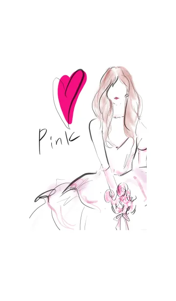 [LINE着せ替え] 水彩女子 Pink dress girlの画像1