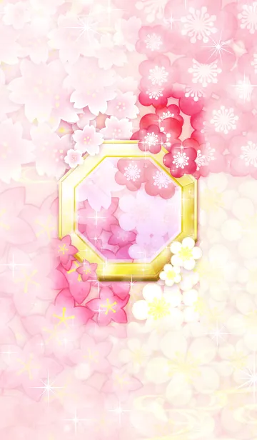 [LINE着せ替え] 新しい幸運が花開く桜梅桃李と八角の鏡の画像1