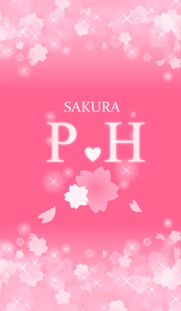 [LINE着せ替え] P＆H イニシャル 運気UP！かわいい桜デザインの画像1