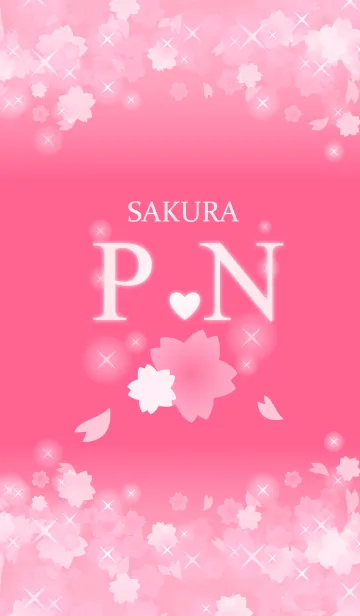 [LINE着せ替え] P＆N イニシャル 運気UP！かわいい桜デザインの画像1