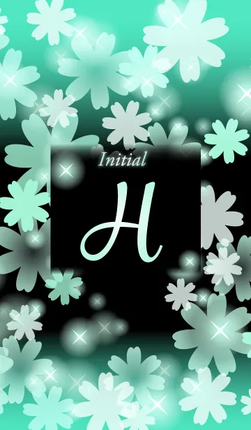 [LINE着せ替え] 【H】イニシャル❤️お花-ミント×黒-の画像1