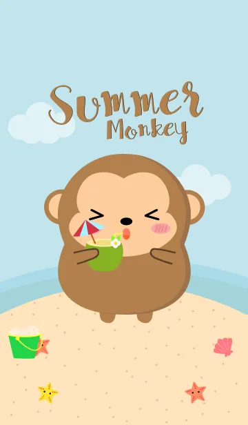 [LINE着せ替え] Summer Monkey Dukdik Theme (jp)の画像1