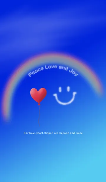 [LINE着せ替え] 虹と赤いハート風船とスマイルの画像1
