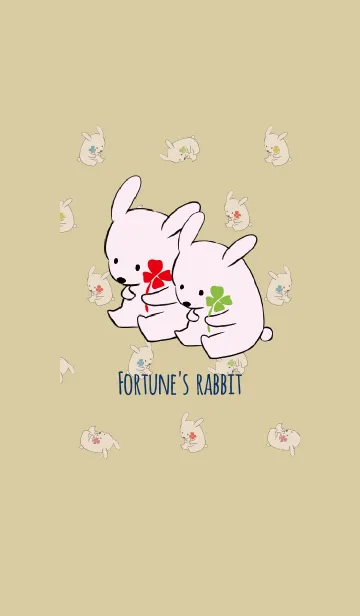[LINE着せ替え] ベージュ＆ネイビー / 風水 全幸運のウサギの画像1