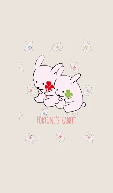 [LINE着せ替え] ベージュ＆ピンク / 風水 全幸運のウサギの画像1