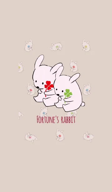 [LINE着せ替え] ベージュ＆ボルドー / 風水 全幸運のウサギの画像1