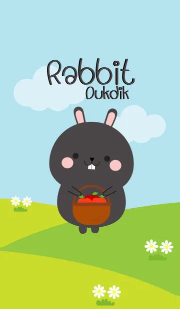 [LINE着せ替え] Lovely Black Rabbit Duk Dik Theme (jp)の画像1