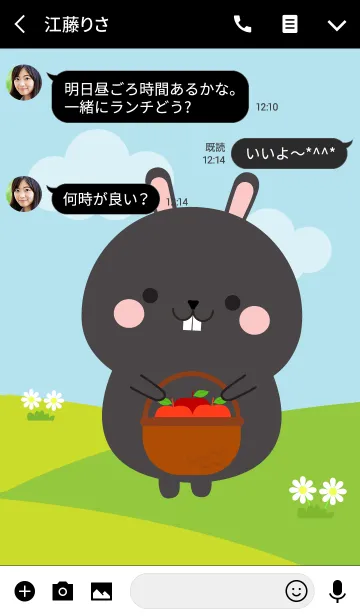 [LINE着せ替え] Lovely Black Rabbit Duk Dik Theme (jp)の画像3