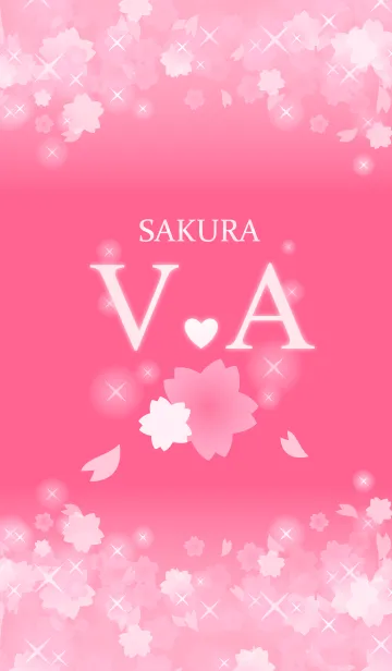 [LINE着せ替え] V＆A イニシャル 運気UP！かわいい桜デザインの画像1