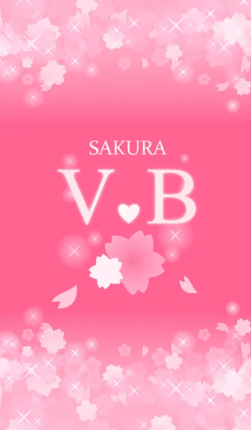 [LINE着せ替え] V＆B イニシャル 運気UP！かわいい桜デザインの画像1
