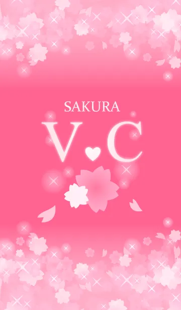 [LINE着せ替え] V＆Cイニシャル 運気UP！かわいい桜デザインの画像1