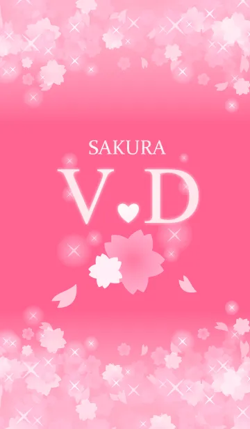 [LINE着せ替え] V＆D イニシャル 運気UP！かわいい桜デザインの画像1