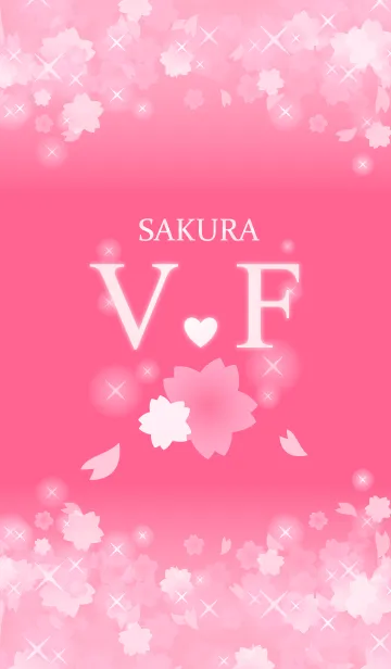 [LINE着せ替え] V＆F イニシャル 運気UP！かわいい桜デザインの画像1