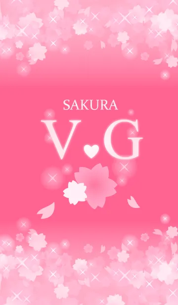 [LINE着せ替え] V＆G イニシャル 運気UP！かわいい桜デザインの画像1