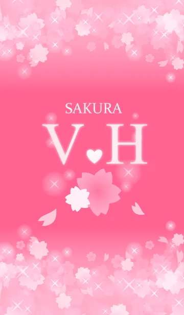 [LINE着せ替え] V＆H イニシャル 運気UP！かわいい桜デザインの画像1