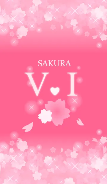 [LINE着せ替え] V＆I イニシャル 運気UP！かわいい桜デザインの画像1