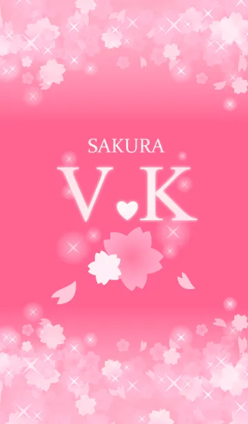 [LINE着せ替え] V＆K イニシャル 運気UP！かわいい桜デザインの画像1