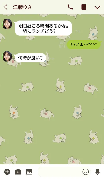 [LINE着せ替え] 黄緑 / 風水 全幸運のウサギの画像3