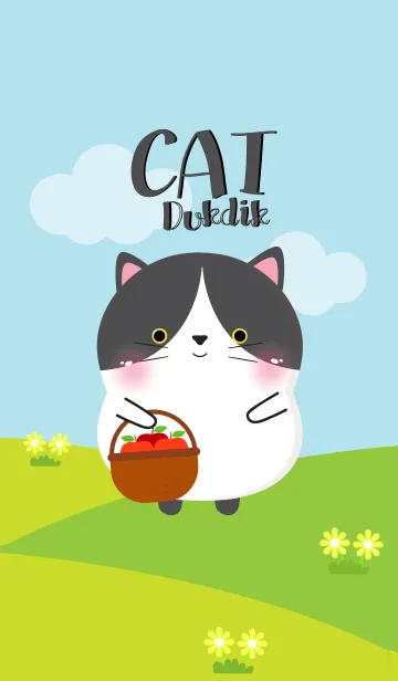 [LINE着せ替え] Poklok Black ＆ white Cat Dukdik (JP)の画像1