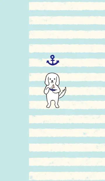 [LINE着せ替え] 犬と船（マリンボーダー）の画像1