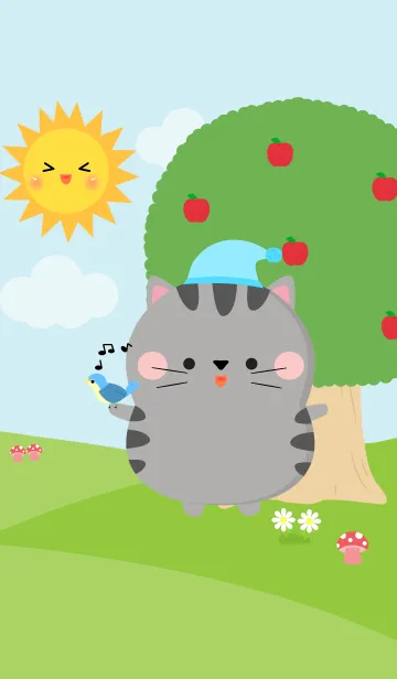 [LINE着せ替え] Cute Poklok Gray Cat Theme (jp)の画像1