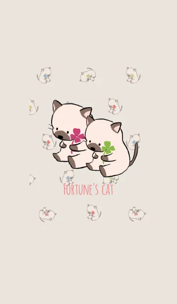 [LINE着せ替え] ベージュ＆ピンク / 風水 全幸運のネコの画像1