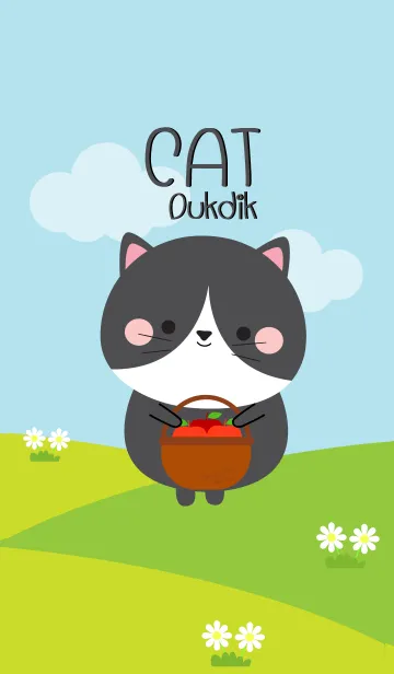 [LINE着せ替え] Lovely Black＆White Cat Duk Dik (jp)の画像1