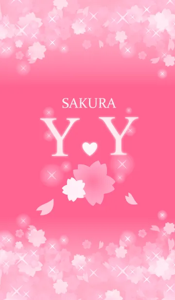 [LINE着せ替え] Y＆Y イニシャル 運気UP！かわいい桜デザインの画像1