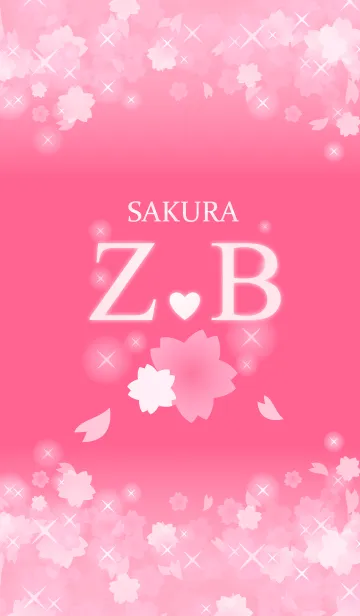 [LINE着せ替え] Z＆B イニシャル 運気UP！かわいい桜デザインの画像1