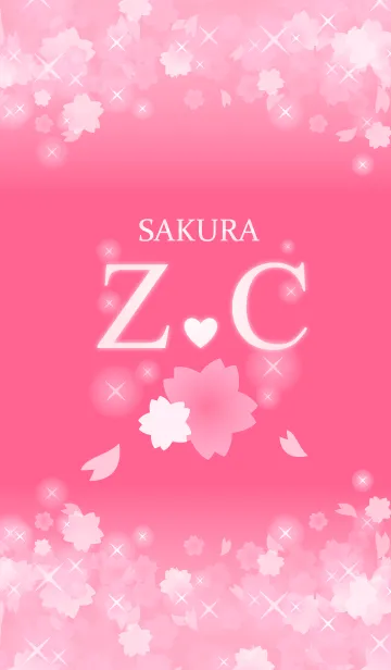 [LINE着せ替え] Z＆C イニシャル 運気UP！かわいい桜デザインの画像1