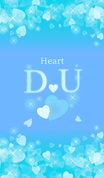 [LINE着せ替え] D＆Uイニシャル運気UP！幸せのハート青ブルーの画像1