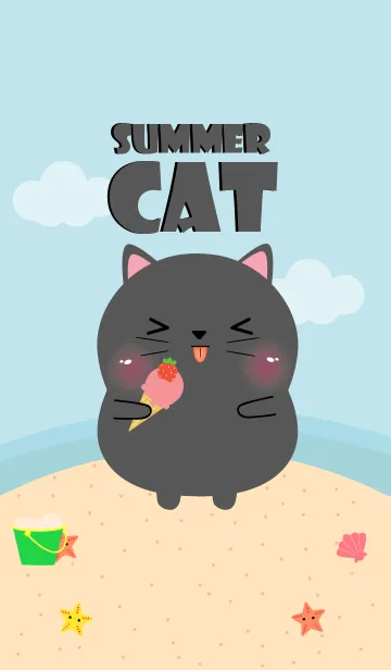 [LINE着せ替え] Summer Black Cat Theme (jp)の画像1