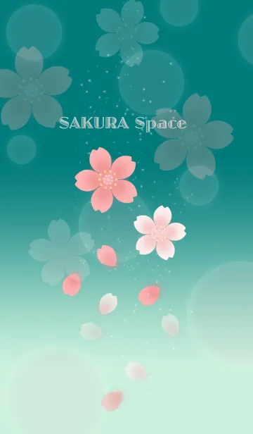 [LINE着せ替え] 桜宇宙～藍緑色の画像1