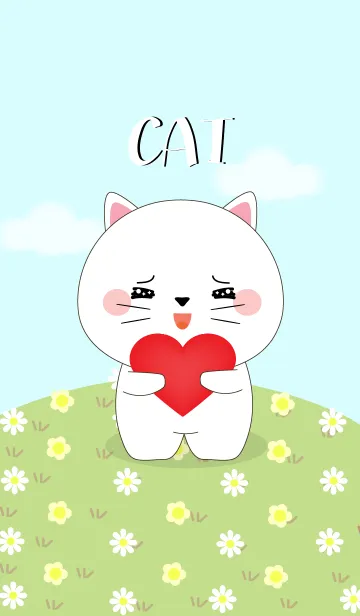 [LINE着せ替え] Love Cute White Cat Theme (jp)の画像1