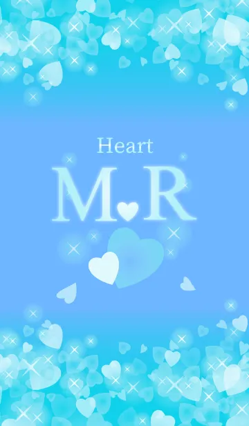 [LINE着せ替え] M＆Rイニシャル運気UP！幸せのハート青ブルーの画像1