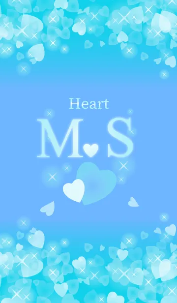[LINE着せ替え] M＆Sイニシャル運気UP！幸せのハート青ブルーの画像1