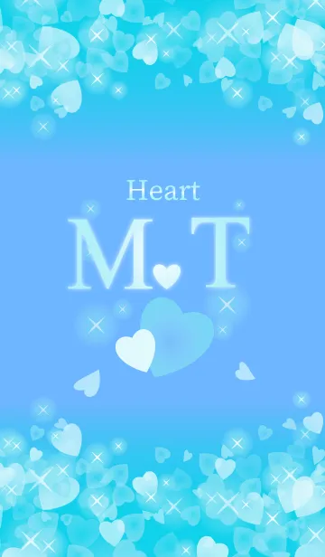 [LINE着せ替え] M＆Tイニシャル運気UP！幸せのハート青ブルーの画像1